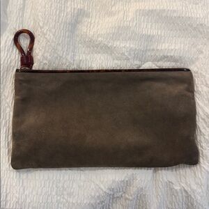 SHIRL MILLER LTD Neutral Suede Zip Top Slim Clutch